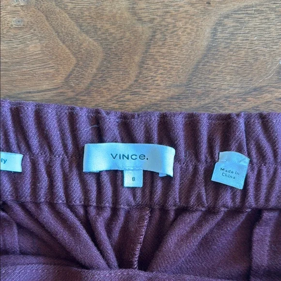 Vince Women's Burgundy Wide Leg Pants - Picture 2 of 3